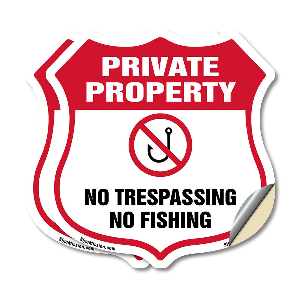 Private Property Shield Sign No Trespassing No Fishing