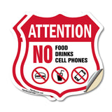 Property Shield Sign No Food No Drinks No Cell Phone