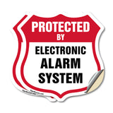 Security Alarm Shield Sign Protected By Electronic Alarm System