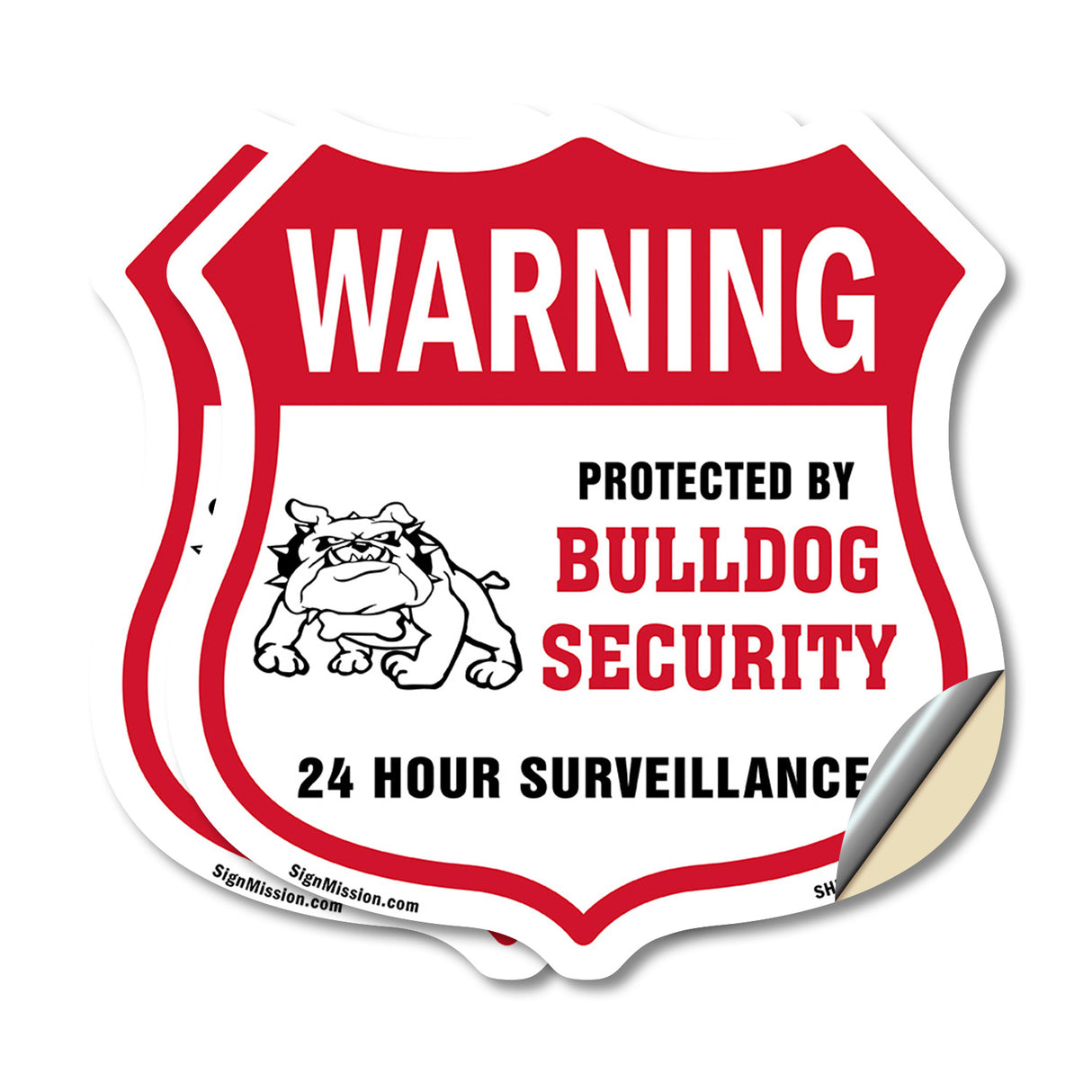 24 Hour Surveillance Shield Sign Warning Protected By Bulldog Security
