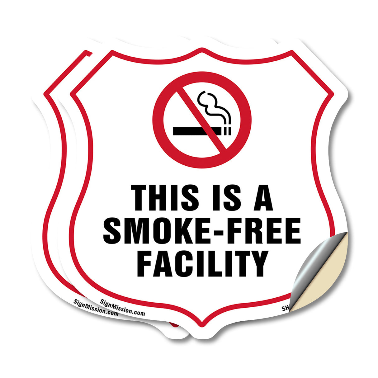 No Smoking Shield Label Set This Is A Smoke Free Facility