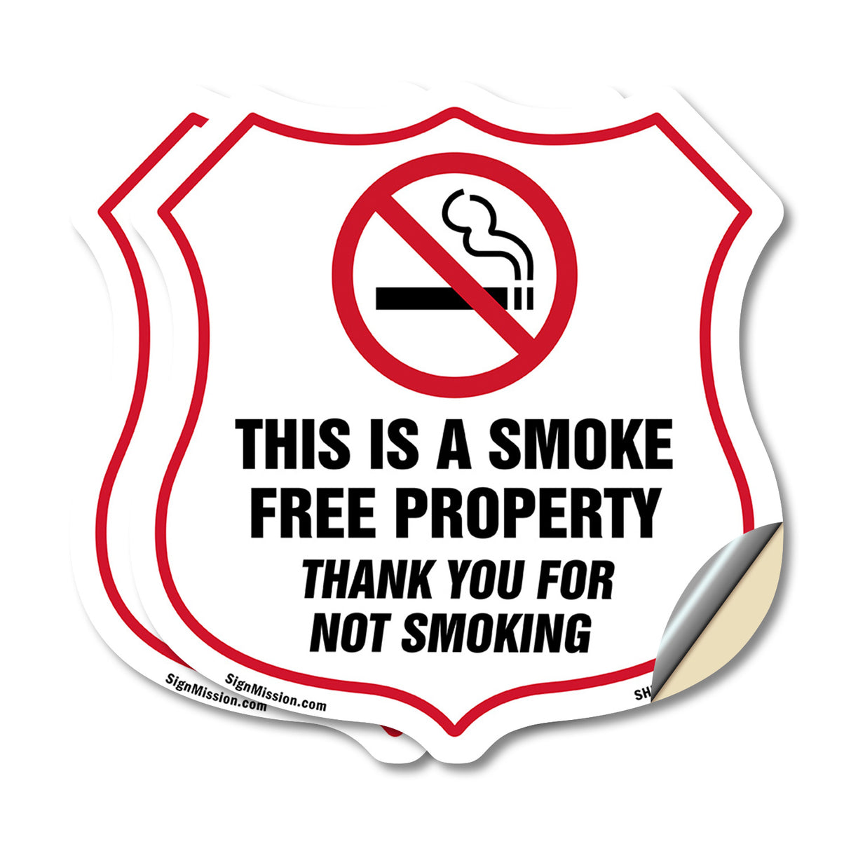 No Smoking Shield Sign This Is A Smoke Free Property Thank You For Not Smoking