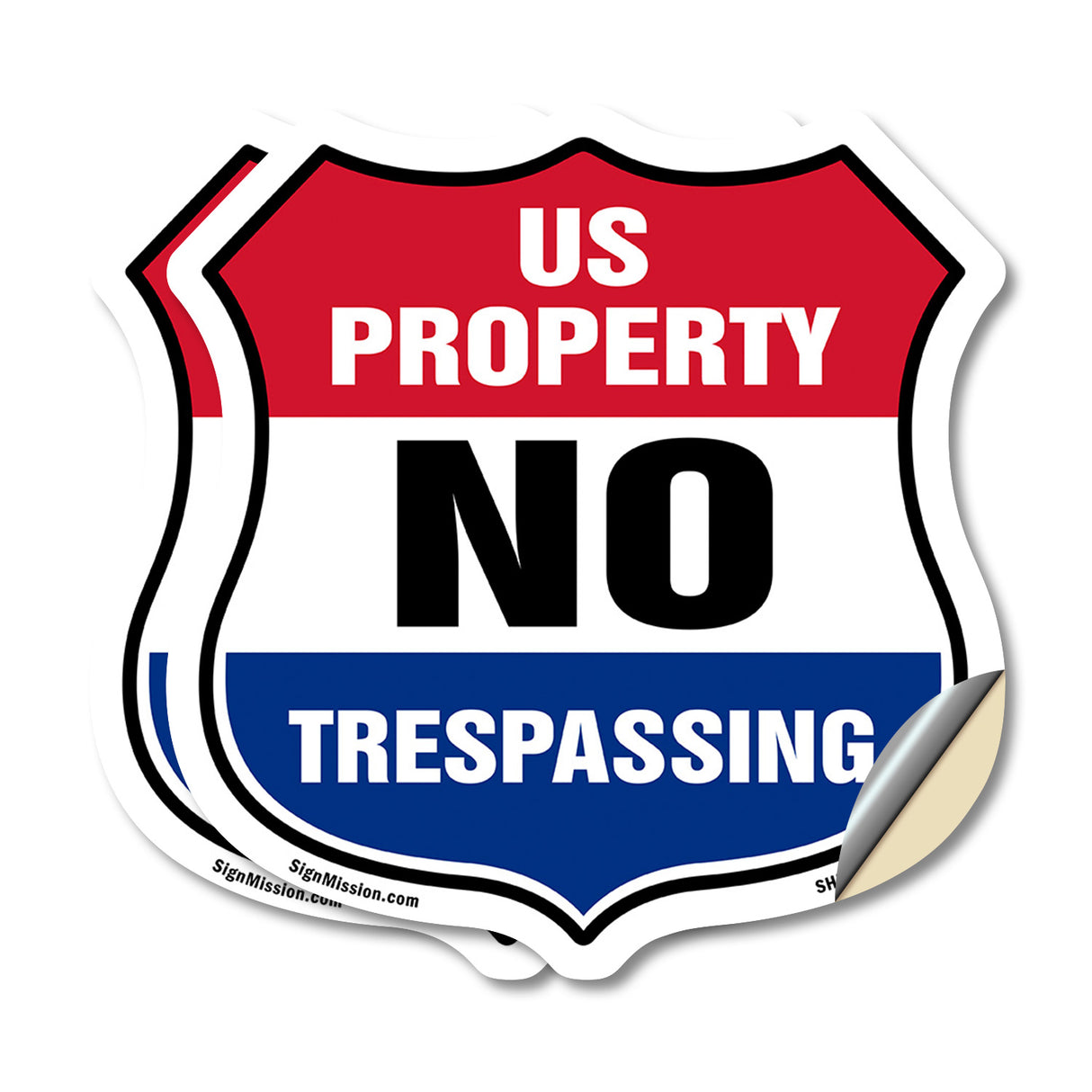 No Trespassing Shield Sign U.S. Property No Trespassing