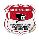 No Trespassing Shield Sign Property Protected By Video Surveillance And Guard Dogs