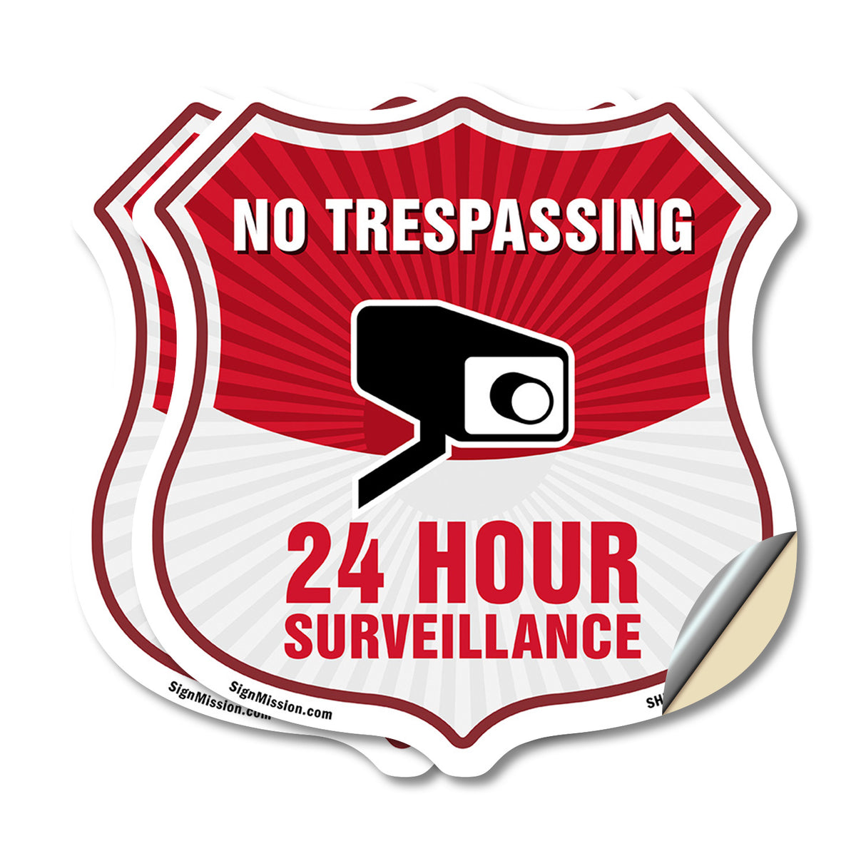 No Trespassing Shield Sign 24 Hour Surveillance
