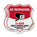 No Trespassing Shield Sign 24 Hour Video Surveillance Trespassers Will Be Prosecuted