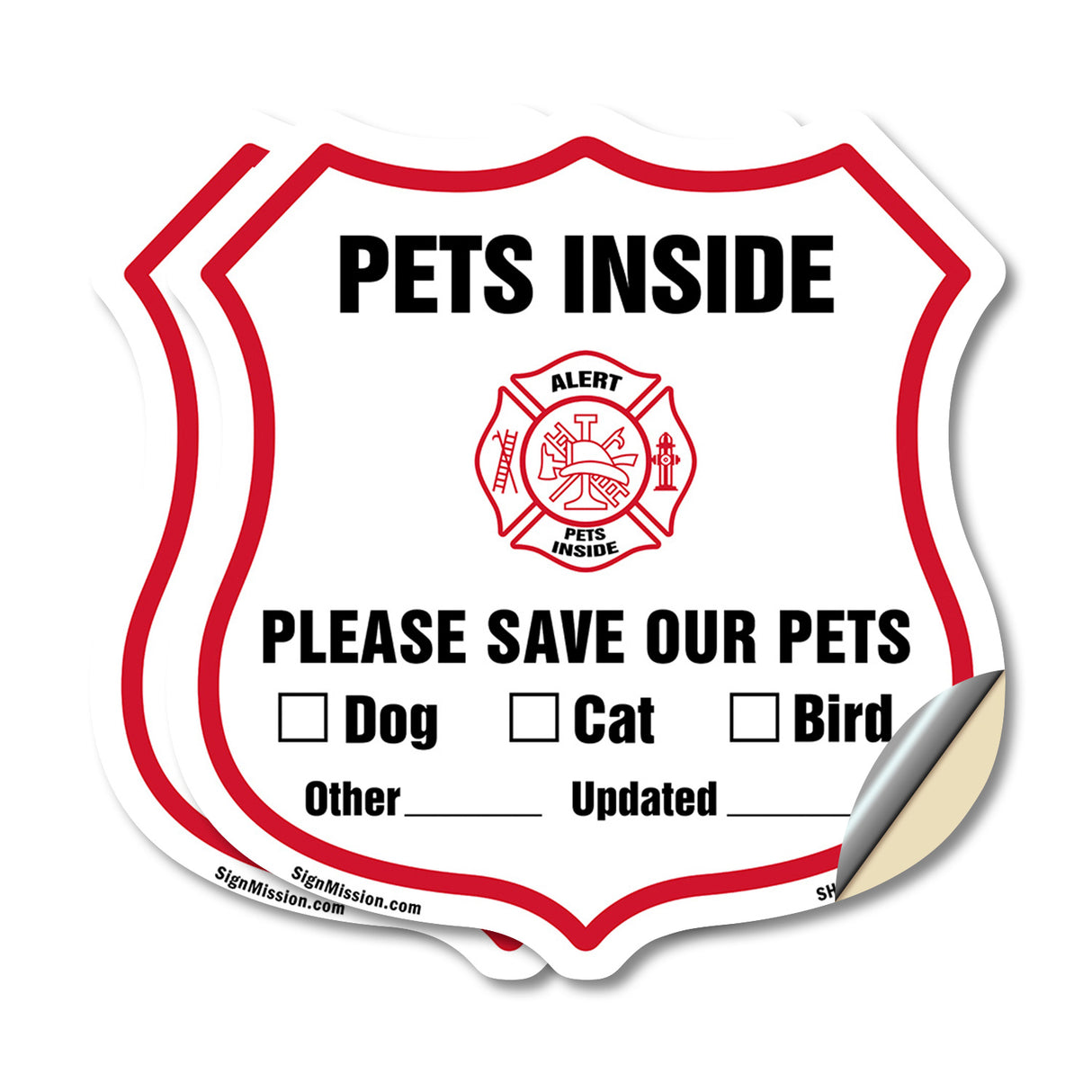 Pets Inside Shield Sign Alert Please Save Our Pets