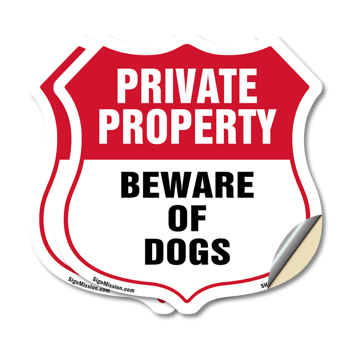 Private Property Shield Sign Beware Of Dogs