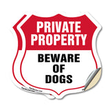 Private Property Shield Sign Beware Of Dogs