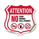 Property Shield Sign No Food No Drinks No Cell Phone