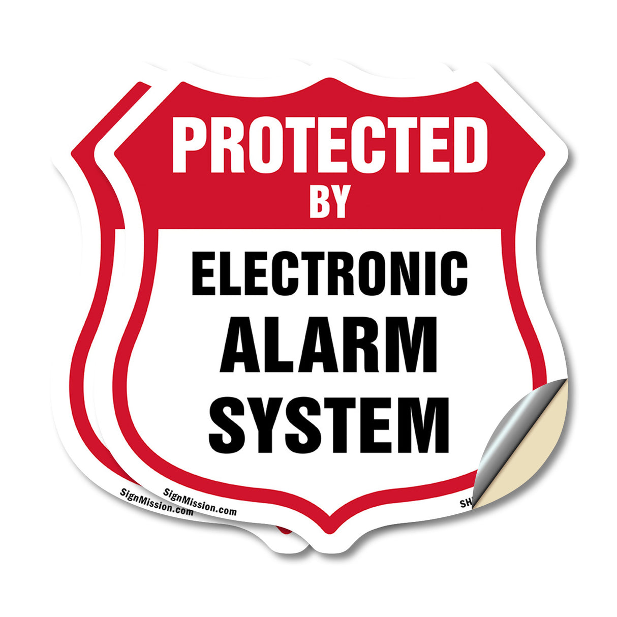 Security Alarm Shield Sign Protected By Electronic Alarm System