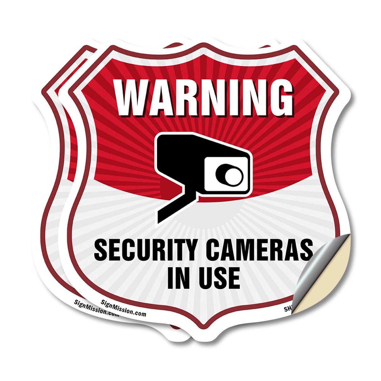 Video Surveillance Shield Sign Warning Security Cameras In Use