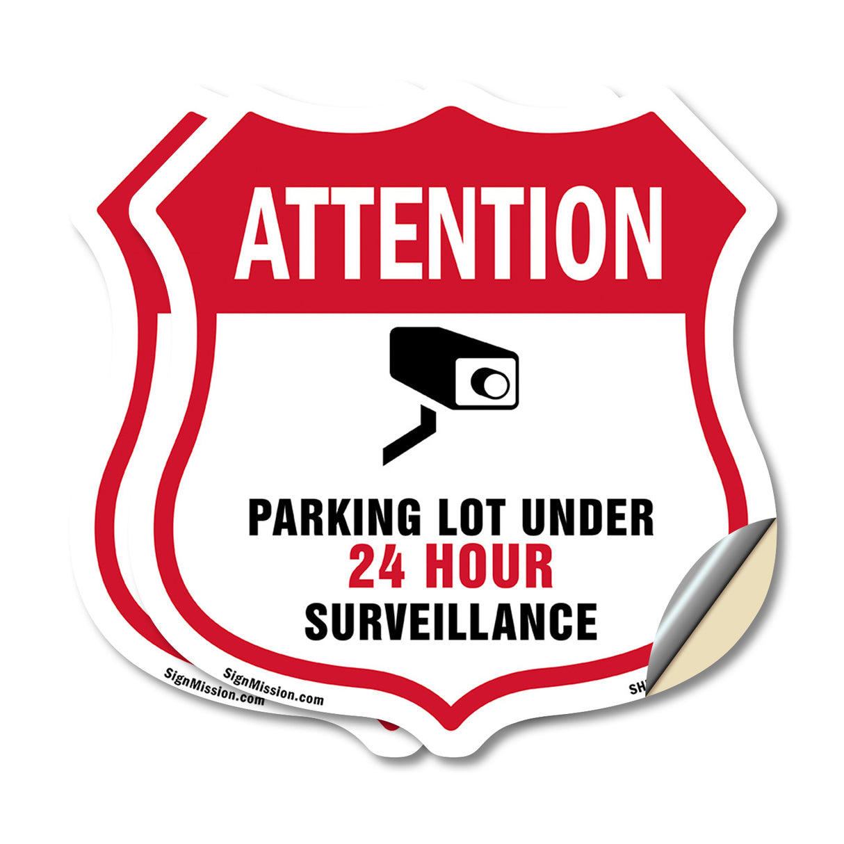 Video Surveillance Shield Sign Attention Parking Lot Under Video Surveillance