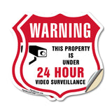 24 Hour Surveillance Shield Sign Warning This Property Is Under 24 Hour Video Surveillance