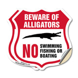 Alligator Warning Shield Sign Beware Of Alligators. No Swimming Fishing Or Boating