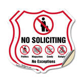 No Soliciting Shield Sign No Politics Magazines Candy Religion No Exceptions