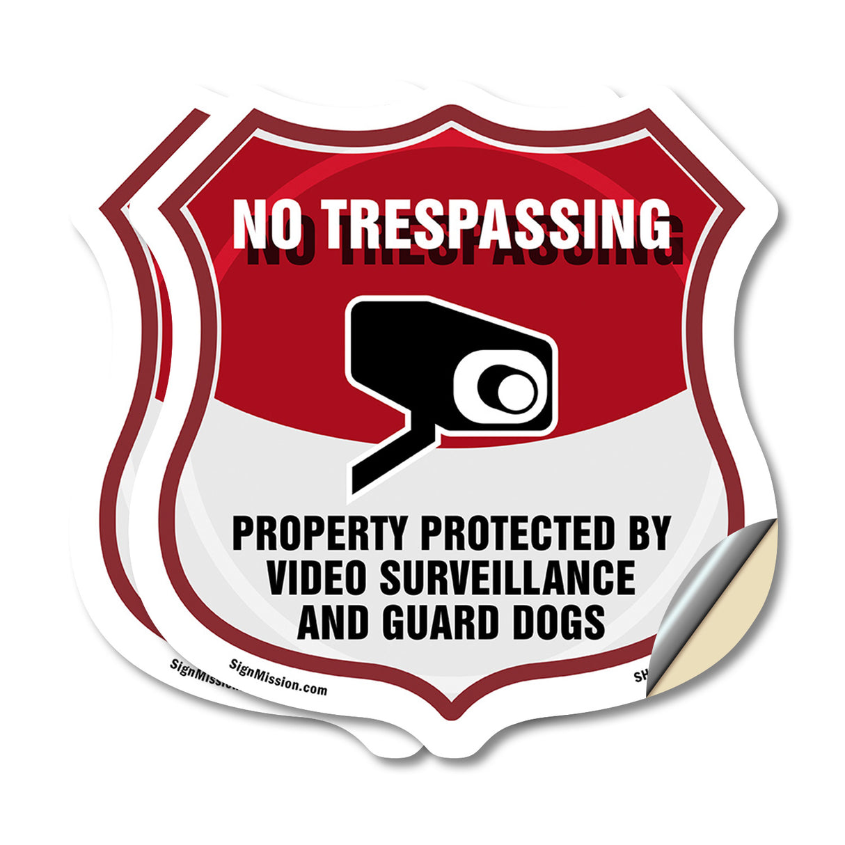 No Trespassing Shield Sign Property Protected By Video Surveillance And Guard Dogs