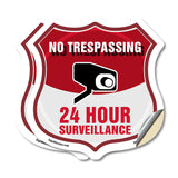 No Trespassing Shield Sign 24 Hour Surveillance