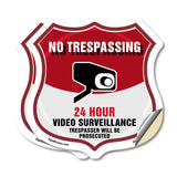 No Trespassing Shield Sign 24 Hour Video Surveillance Trespassers Will Be Prosecuted