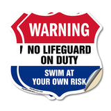 Pool Warning Shield Sign No Lifeguard On Duty Swim At Your Own Risk