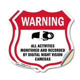 Video Surveillance Warning All Activities Monitored And Recorded By Digital Night Vision Cameras