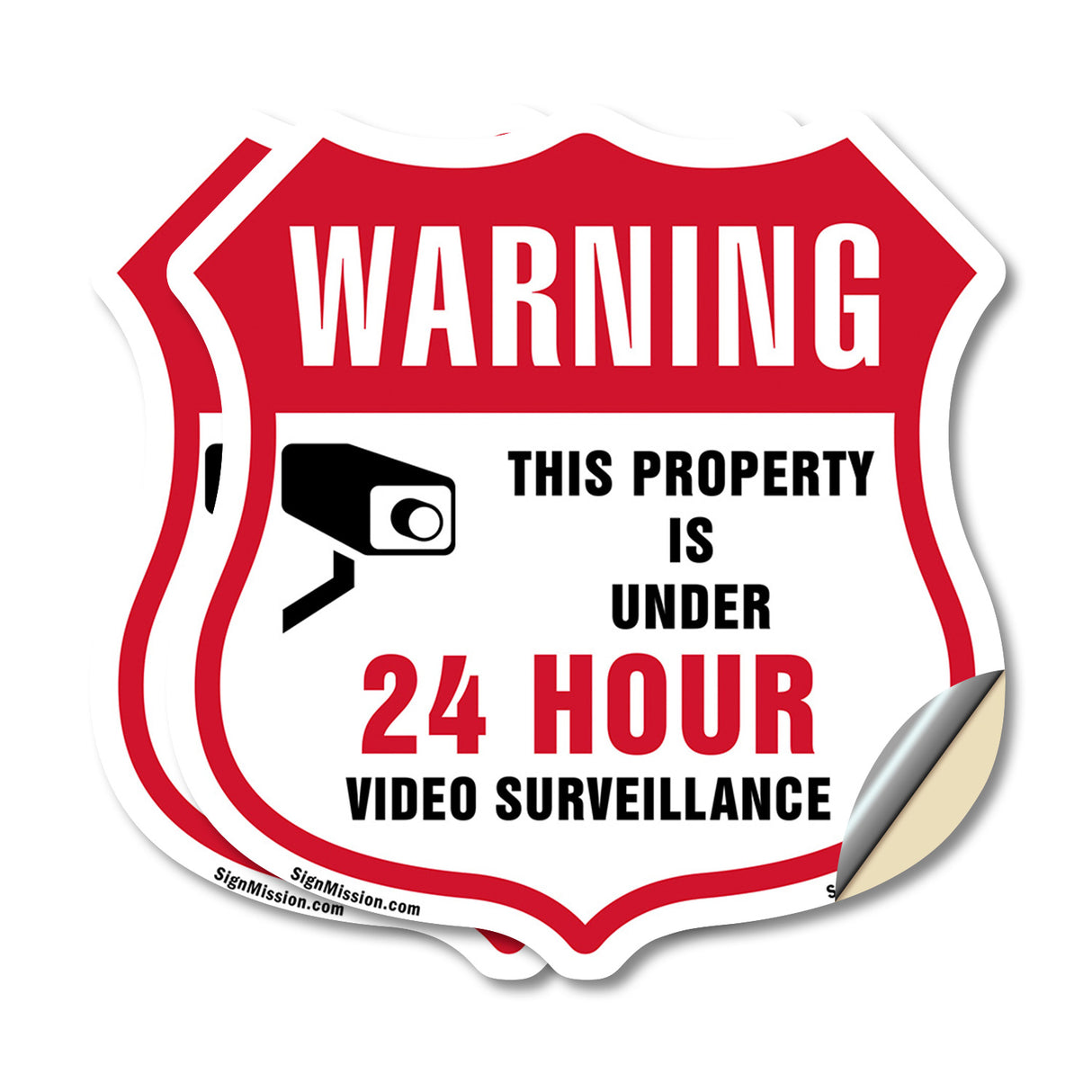 24 Hour Surveillance Shield Sign Warning This Property Is Under 24 Hour Video Surveillance