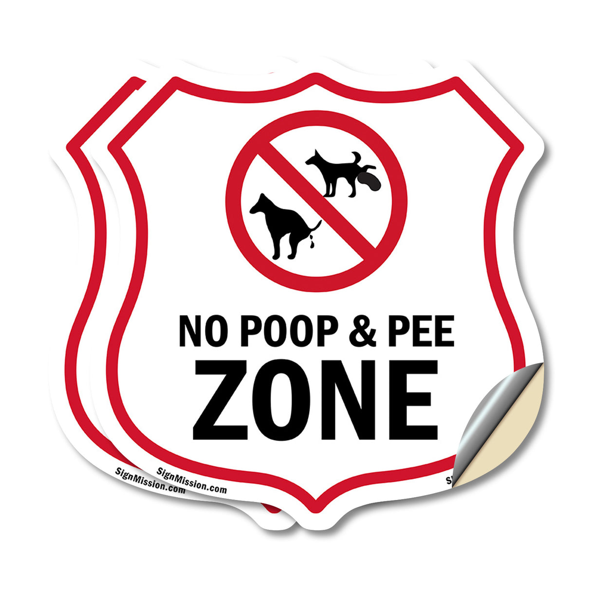 Dog Poop Shield Sign No Poop & Pee Zone