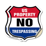 No Trespassing Shield Sign U.S. Property No Trespassing