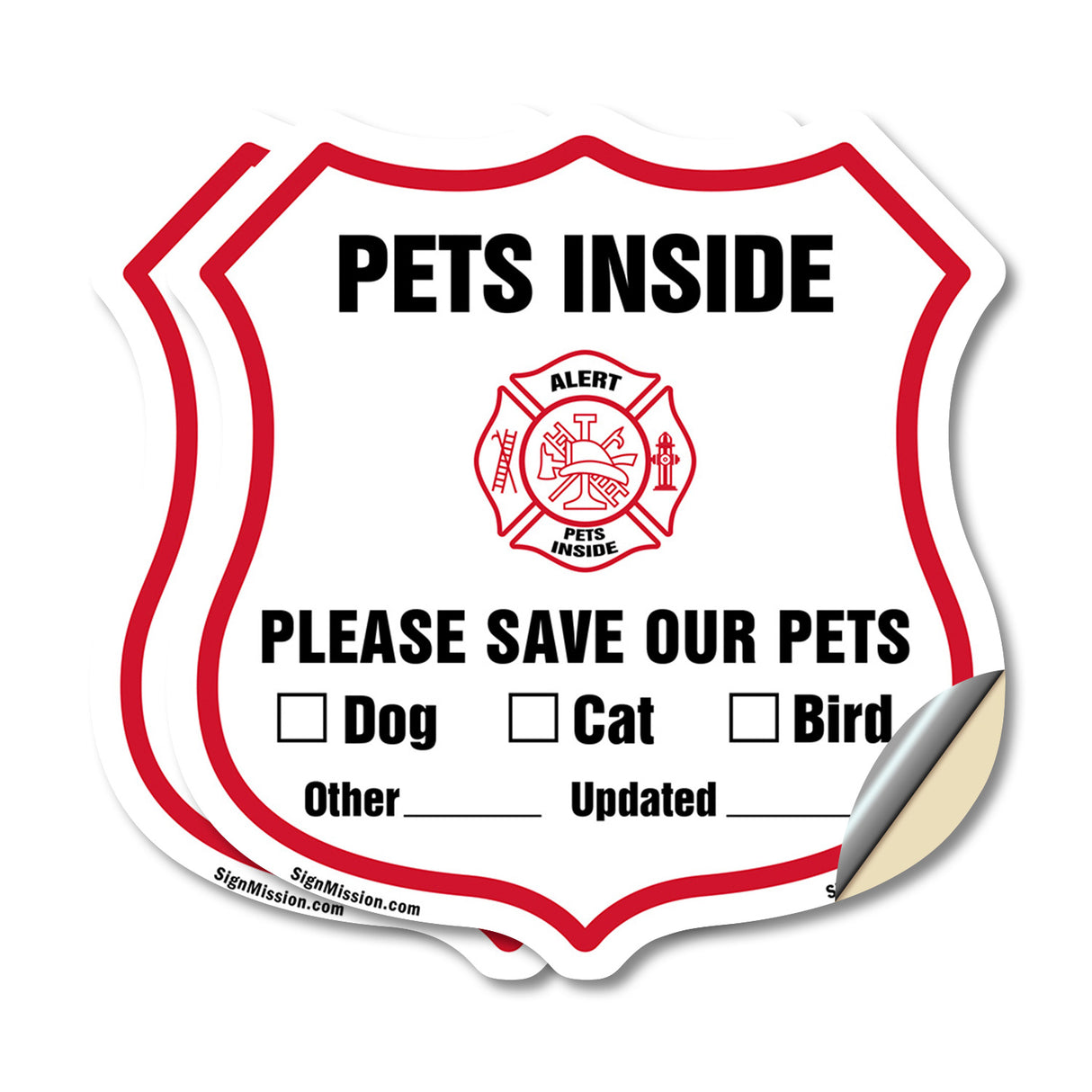 Pets Inside Shield Sign Alert Please Save Our Pets