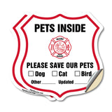 Pets Inside Shield Sign Alert Please Save Our Pets