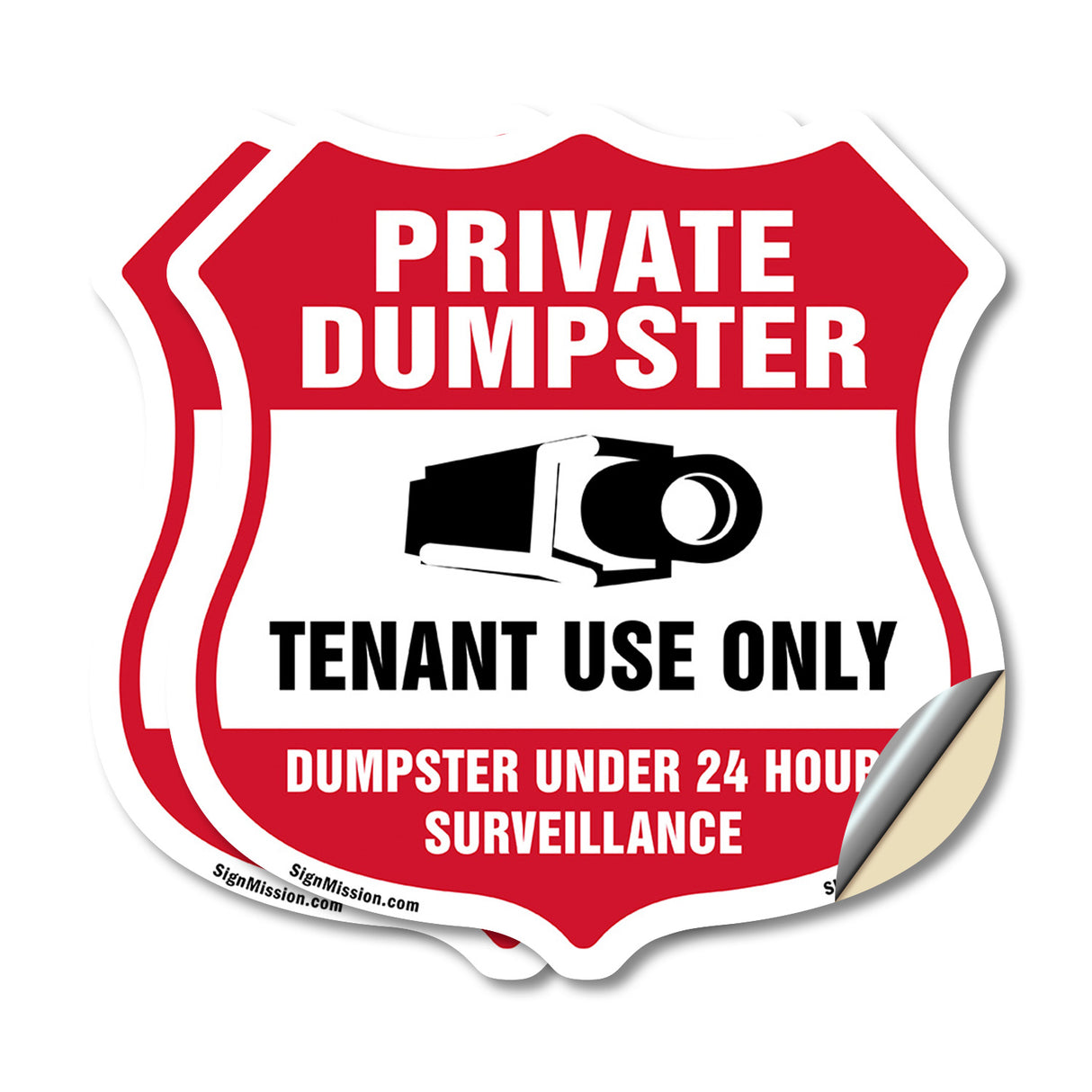 Private Dumpster Shield Sign Tenant Use Only Dumpster Under 24 Hour Surveillance