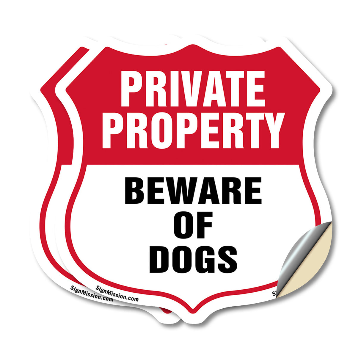Private Property Shield Sign Beware Of Dogs