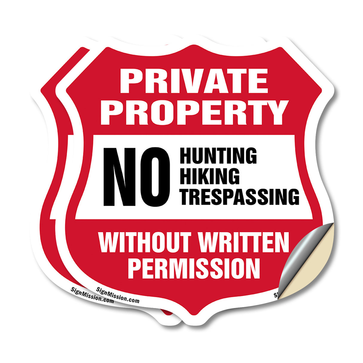 Private Property Shield Sign No Hunting Fishing Trespassing Without Written Permission