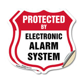 Security Alarm Shield Sign Protected By Electronic Alarm System
