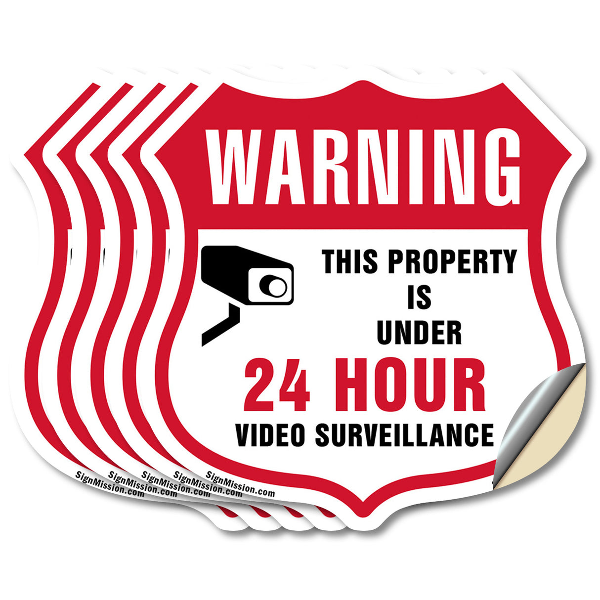 24 Hour Surveillance Shield Sign Warning This Property Is Under 24 Hour Video Surveillance