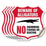 Alligator Warning Shield Sign Beware Of Alligators. No Swimming Fishing Or Boating