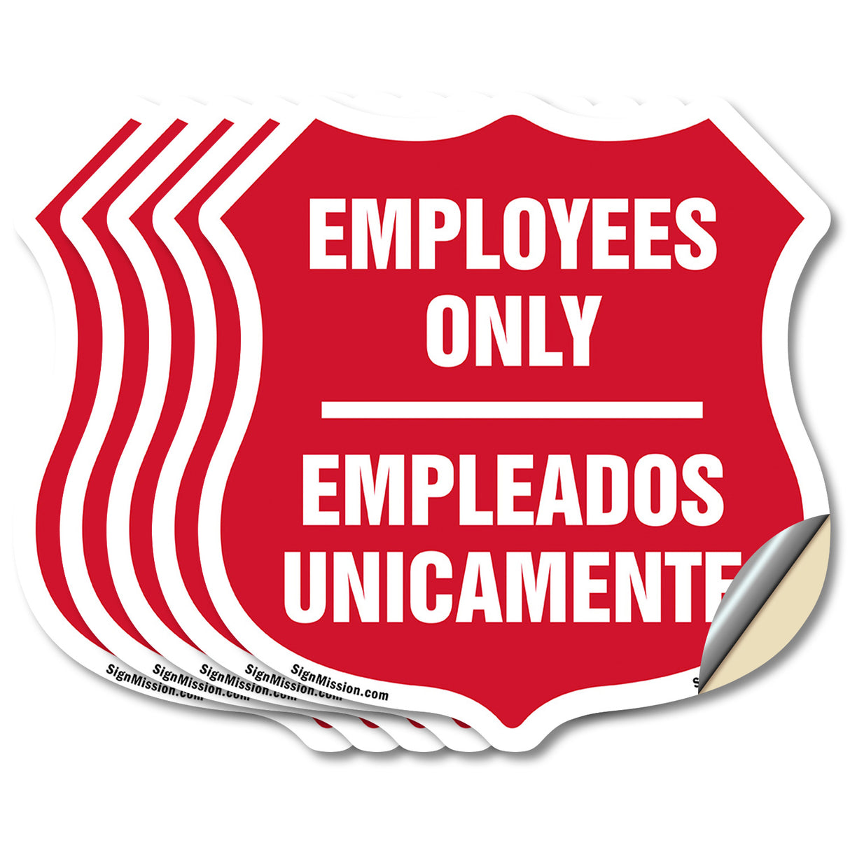Bilingual Employees Only Shield Sign Empleados Unicamente (English / Spanish)