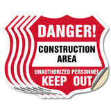 Construction Area Shield Sign Danger! Unauthorized Personnel Keep Out Learn