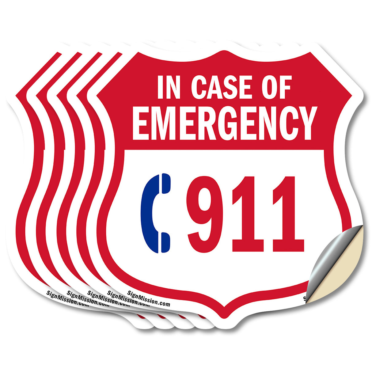 Emergency 911 Phone Shield Sign In Case Of Emergency Call 911