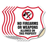 No Guns Shield Sign No Firearms Or Weapons Allowed On This Property