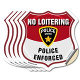 No Loitering Shield Sign Police Enforced. Police Department