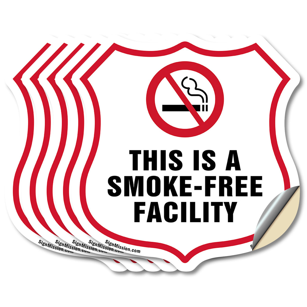 No Smoking Shield Label Set This Is A Smoke Free Facility