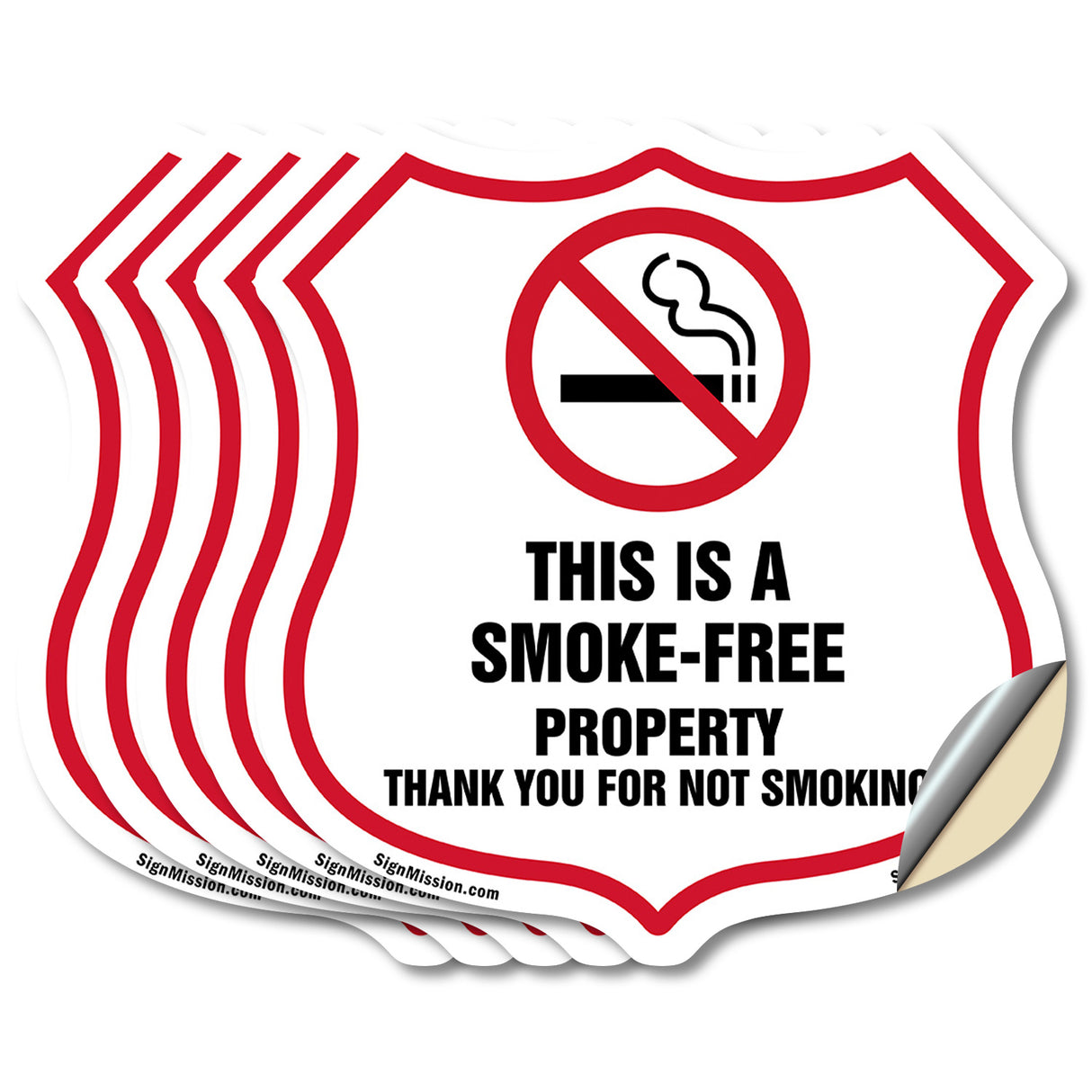 No Smoking Shield Sign This Is A Smoke Free Property Thank You For Not Smoking