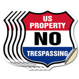 No Trespassing Shield Sign U.S. Property No Trespassing