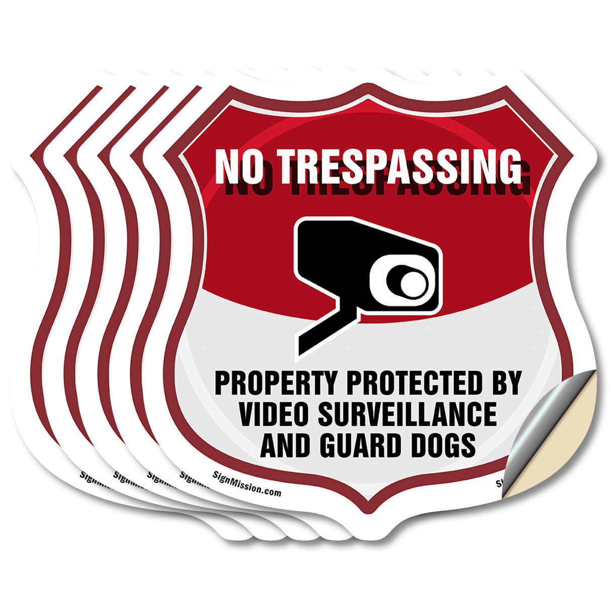 No Trespassing Shield Sign Property Protected By Video Surveillance And Guard Dogs