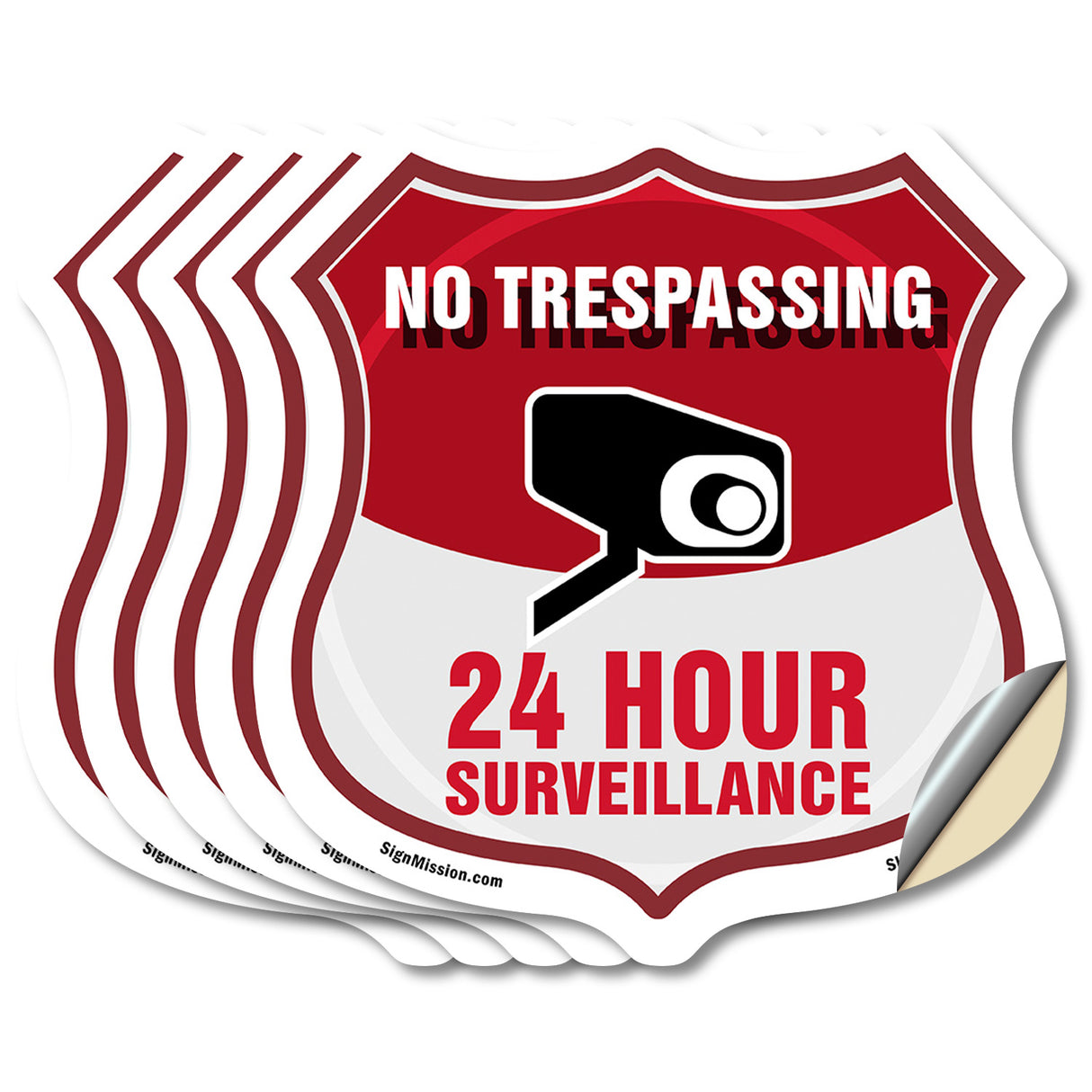 No Trespassing Shield Sign 24 Hour Surveillance
