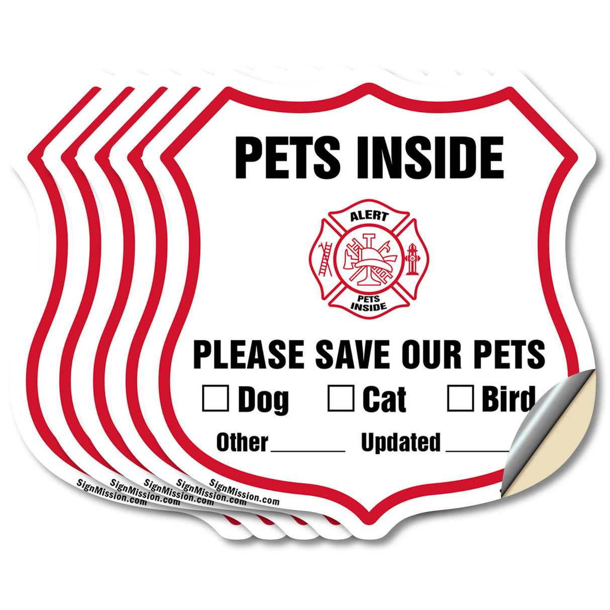 Pets Inside Shield Sign Alert Please Save Our Pets