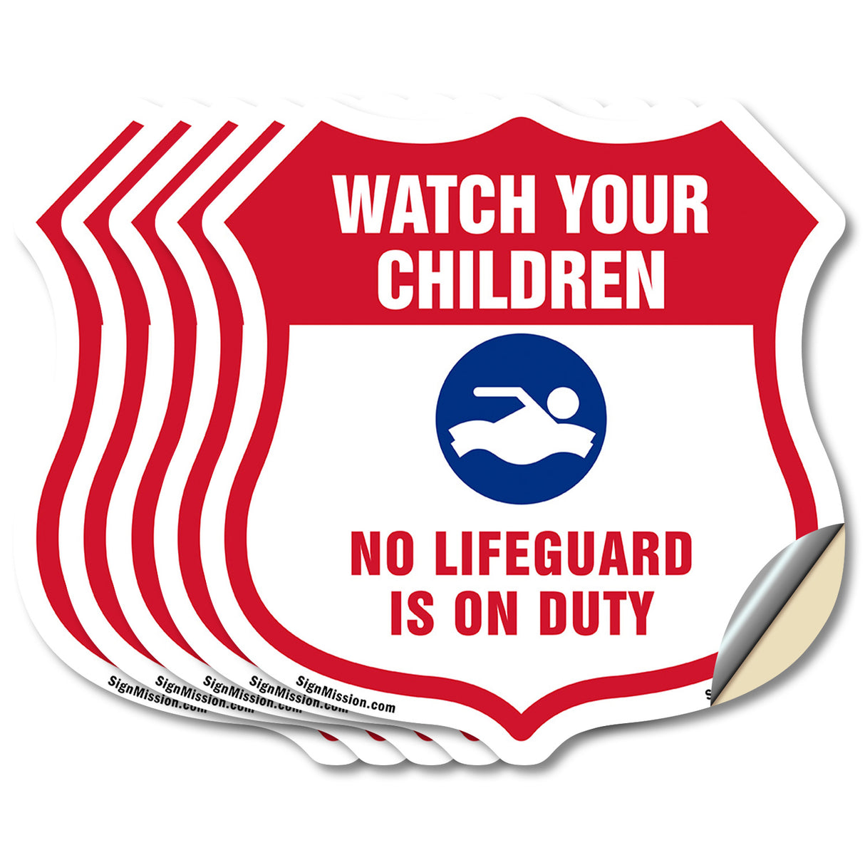 Pool Safety Shield Sign Attention Watch Your Children No Lifeguard On Duty