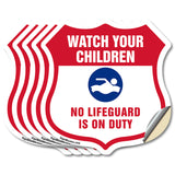 Pool Safety Shield Sign Attention Watch Your Children No Lifeguard On Duty