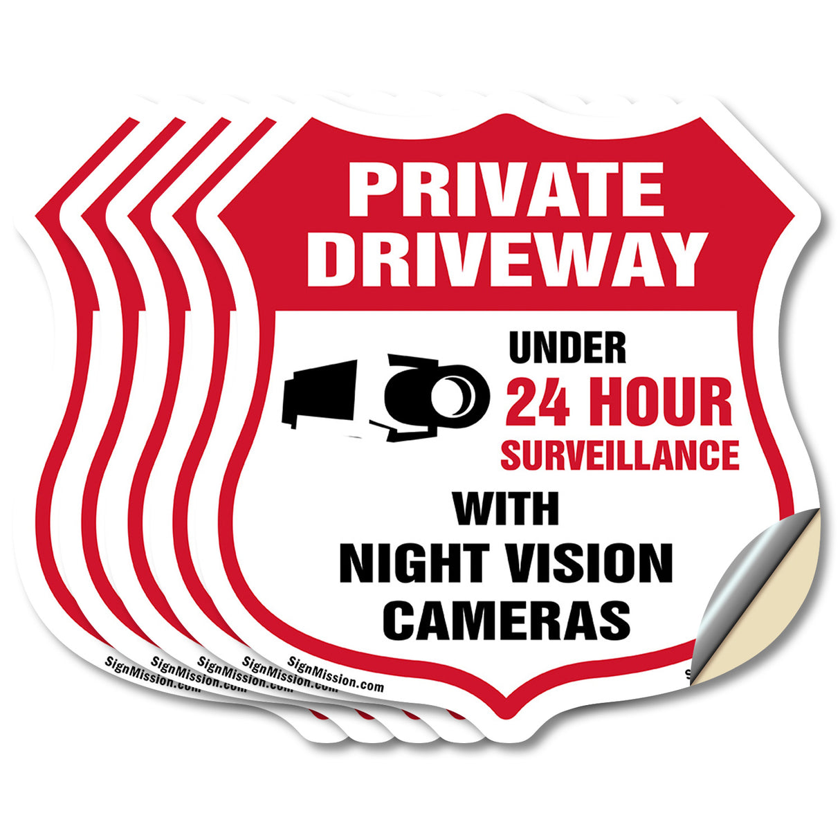 Private Driveway Shield Sign Under 24 Hour Video Surveillance By Night Vision Cameras
